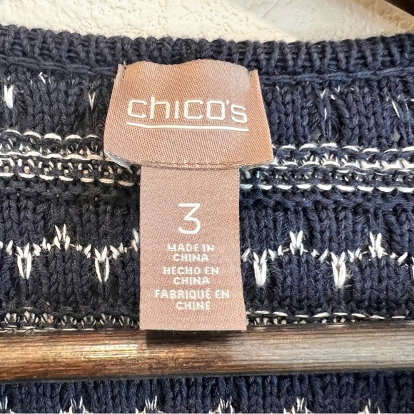 Chico's Cardigan Sweater Navy Stripes Fringe Beachy Nautical Boho Art Inspo XL - Picture 3 of 10